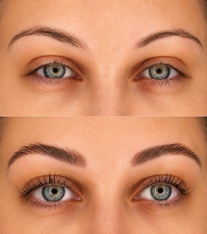 Augenbrauenlifting und Wimpernlifting