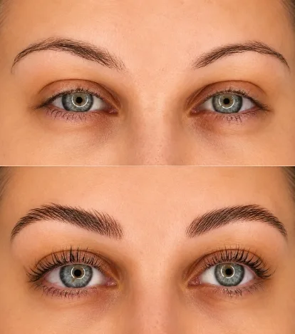 Augenbrauenlifting und Wimpernlifting